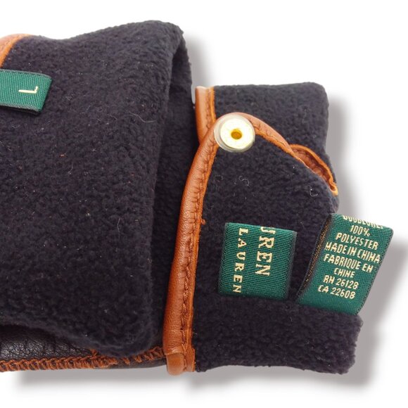 Lauren Ralph Lauren Brown Leather Driving Gloves Size Large Overlock Stitch - Picture 8 of 8